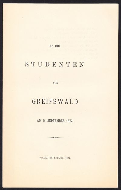 An die studenten von Greifswald am 5. september…
