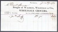 cover of A 1870 Company Billhead for Wholesale Grocers of Providence Rhode Island