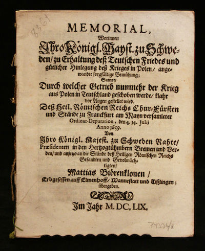 Memorial, worinnen Ihro Königl. Mayst. zu…