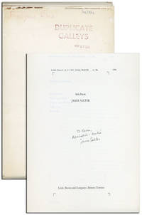 SOLO FACES - PUBLISHER'S LONG GALLEYS, INSCRIBED by James Salter - Signed First Edition - 1979 - from Captain Ahab's Rare Books (SKU: 4720)
