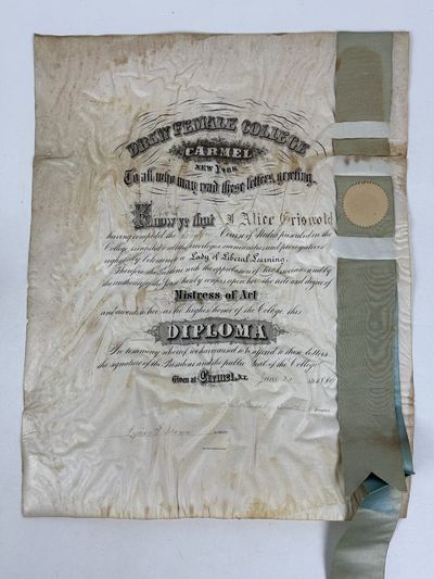 1889 DREW FEMALE COLLEGE "MISTRESS OF ART" DIPLOMA [Signed]