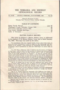 The Nebraska and Midwest Genealogical Record Vol. XVIII, No. 3-4, July-October 1940