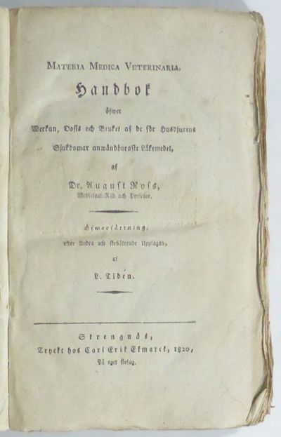 Materia medica veterinaria. Handbok öfwer werkan,…