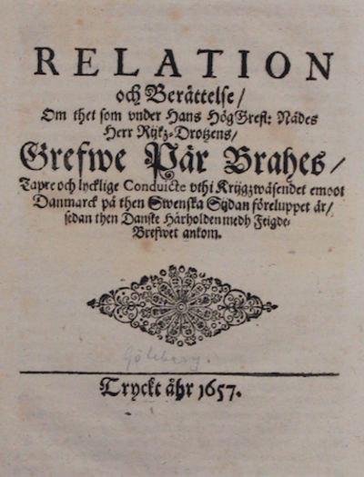 Relation och berättelse, om thet som under hans…
