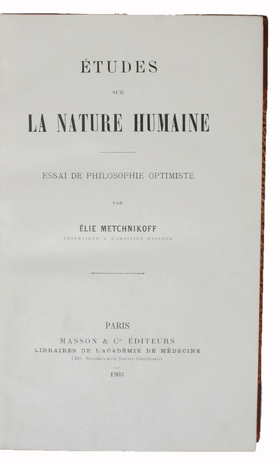 Études su la Nature Humaine. Essai de philosophie…