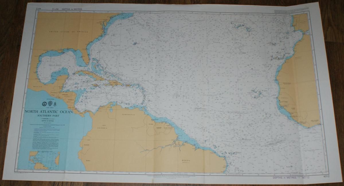 Nautical Chart No. 4012 North Atlantic Ocean Southern Part by