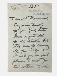 Autograph letter signed by artist Edward Onslow Ford (1852-1901) accepting a dinner invitation 14 February 1890