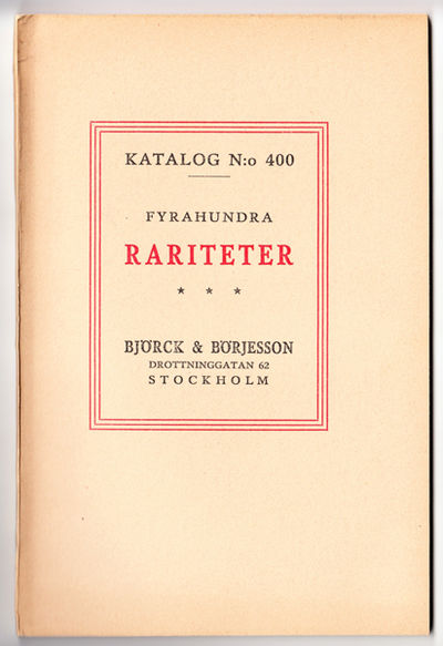 Björck & Börjesson. Katalog No. 400. Fyrahundra…