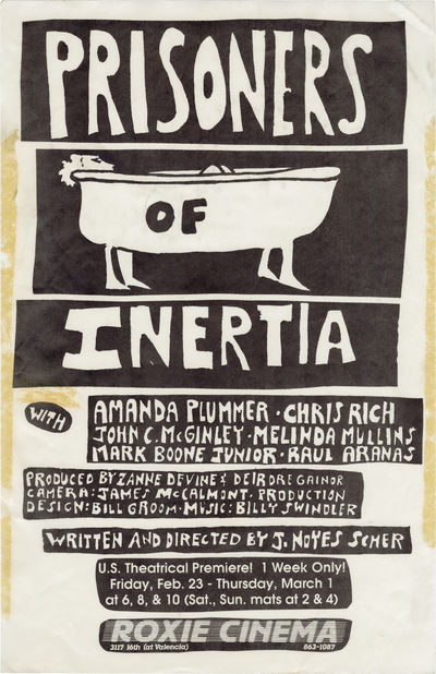 Prisoners of Inertia (Original theatrical premiere poster for the 1989 film at San Francisco's Roxie Cinema)