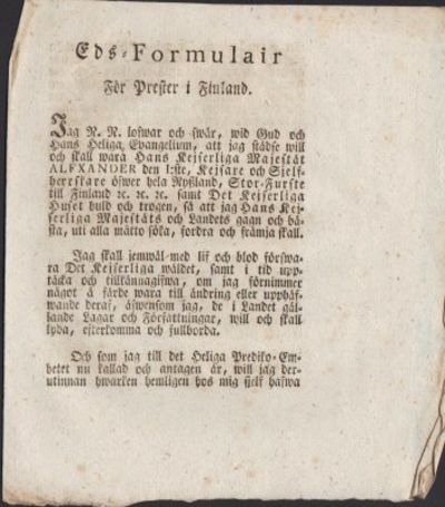 Eds-formulair för Prester i Finland.