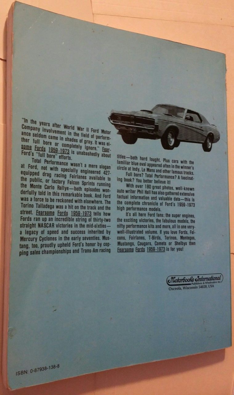 ford comets for sale on Fearsome Fords 1959 73 By Phil Hall Paperback 1982 From Ruth Reaser Sku 2677