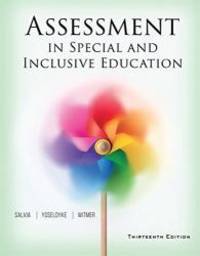 Assessment in Special and Inclusive Education by John Salvia - Paperback - 2016-02-09 - from Books Express (SKU: 130564235Xn)