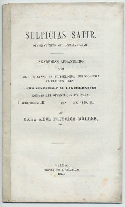 Sulpicias satir. Öfversättning med anmärkningar.…