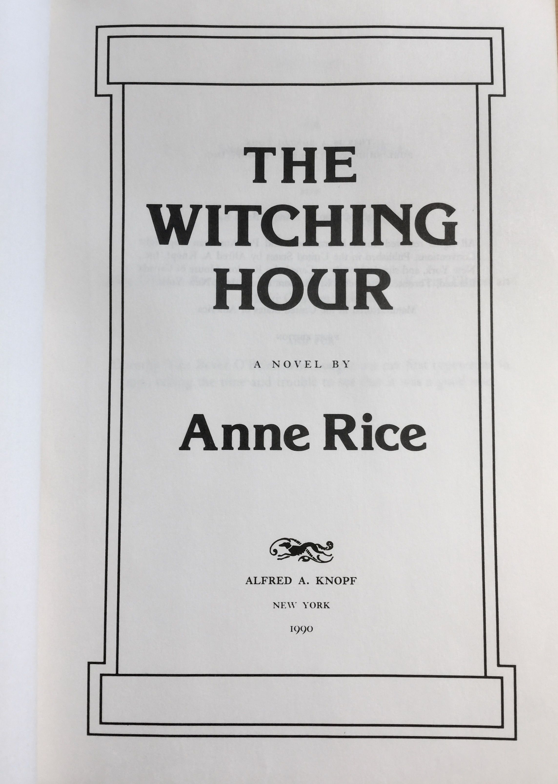 The Witching Hour By Anne Rice Paperback First Edition From Green Gate Farm Antiquarian Books Sku 1781