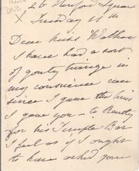image of Autograph Letter Signed to Miss Walker (Frances Anne, Mrs Pierce Butler, 1809-1893, Shakespearean Actress)