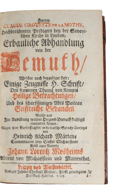 Erbauliche Abhandlung von der Demuth Welcher noch beygefüget sind: Einige Zeugnisse H. Schrift, Des frommen Thomä von Kempis Heilige Betrachtungen. (photo 2)