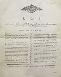 Loi Interprétative de l'article VI du décret du 24 février dernier, concernant les fruits des domaines nationaux. Donnée à Paris, le 20 Mars 1791