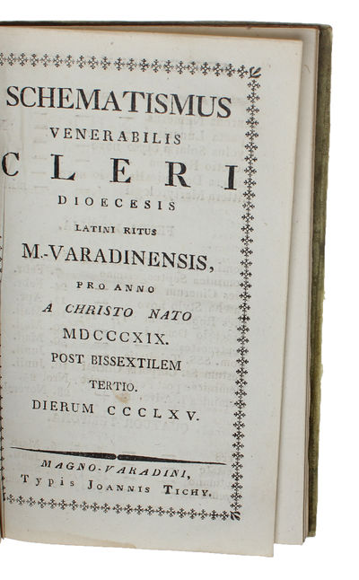 Schematismus Venerabilis Cleri dioecesis Latini Ritus M-Varadinensis, pro Anno a Christo nato MDCCCXIX. Post Bissextilem tartio. Dierum CCCLXV. (photo 2)