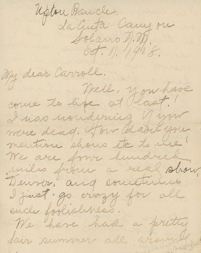 1908 Letter from a Young Woman Homesteading in Rural New Mexico, Including a Description of an Armed Conflict with a Sheriff