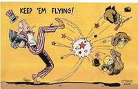 image of KEEP EM FLYING UNCLE SAM JAPANESE MILITARY VINTAGE POSTCARD
