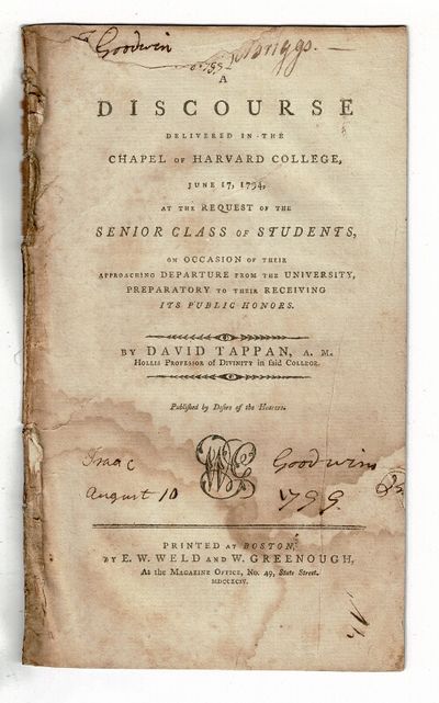Boston: by E. W. Weld and W. Greenough, at the Magazine Office, no. 49, State Street, 1794. 8vo, pp....