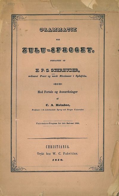 Grammatik for Zulu-Sproget, forfattet af (...),…