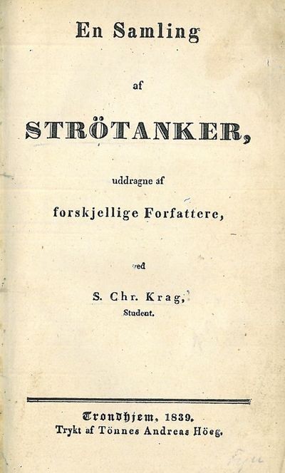 En Samling af Strötanker, uddragne af…