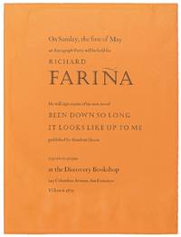 [Broadside]: Poster Advertising a Reading of Been Down So Long it Looks Like Up to Me, Scheduled for the Day After His Death