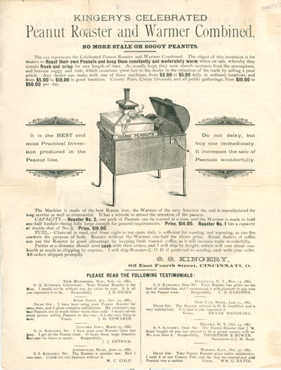 Kingery's Celebrated Peanut Roaster and Warmer Combined [and] Peerless and Giant Freezers