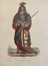 [NATIVE AMERICAN PORTRAIT]. "Wa-Na-Ta. The Charger, Grand Chief of the Sioux." Hand-colored lithograph from a folio edition of McKenney and Hall's Indian Tribes of North America
