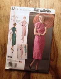 SIMPLICITY 8244 : 1950s Vintage : H5 : Size 6-14 : Variations of the Chinese Cheong-sam
