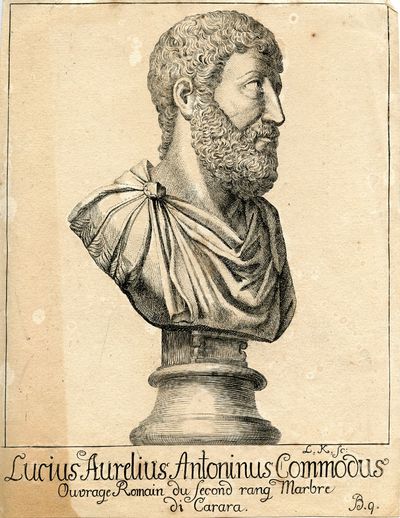 Ouvrage Romain du Second rang Marbre de Carara. Engraved Portrait by L. K.