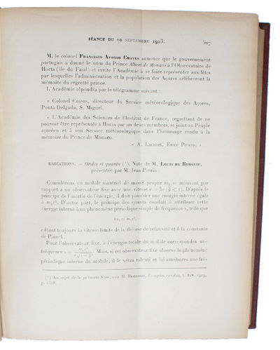 Ondes et quanta. Note de M. Louis de Broglie,…