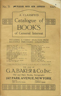 A Classified Catalogue of Books of General Interest. No. 31. 1925