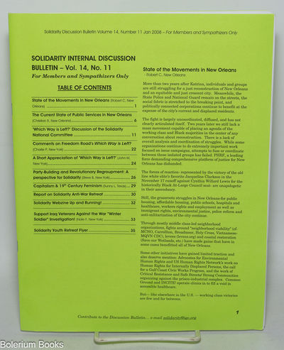 Solidarity Discussion Bulletin: Volume 14, No. 11, January, 2007