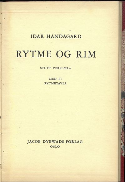 Rytme og rim. Stutt verselæra med ei rytmetavla.