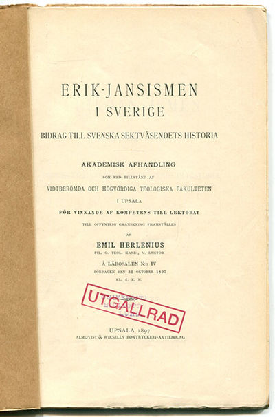 Erik-jansismen i Sverige. Bidrag till svenska…
