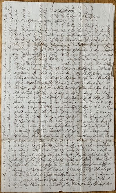 Autograph Letter Signed, New York, September 6-7, 1835, to his future wife, Ann Shepperson, Benwick, Cambridgeshire, England