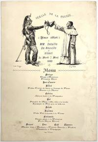 Menu for Dinner Honoring Academic Painters Edouard Detaille De Neuville and T. G. Vibert at the Cercle De La Presse, March 7, 1882