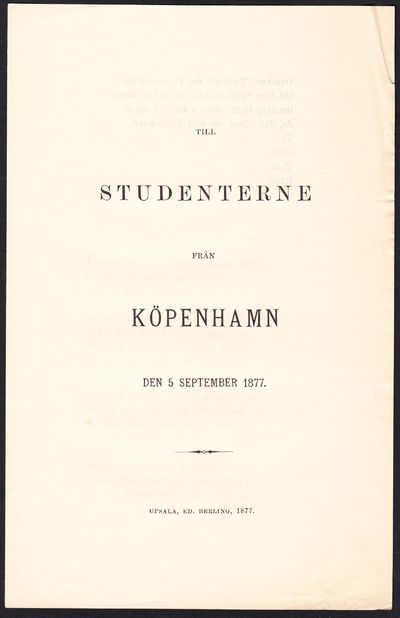 Till studenterne från Köpenhamn den 5 september…
