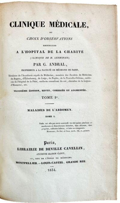 Clinique Medicale, ou choix d'observations recueillies a l'hopital de la charite.