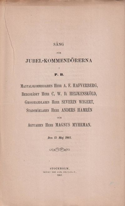 Sång för jubel-kommendörerna i P.B.…