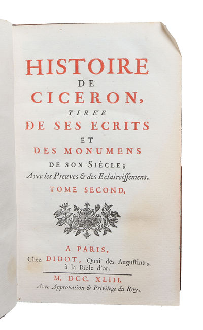 Histoire de Ciceron, tirée de ses écrits et des monumens de son siècle. Vol. 1 - 3 (out of 4) (+) Lettres de Ciceron a M. Brutus et de M. Brutus a Ciceron. (photo 4)