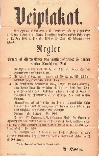 Reglement for Veiarbeidet og Veiopsynet i Nordre Throndhjems Amt, udfæridget den 2den September 1861, med vedheftet Aftryk af Lov om Veivæsenet af 15de September 1851 og Tillægs-Lov 12te October 1857. (photo 3)