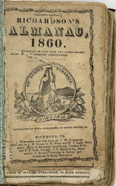 A SAMMELBAND OF 20 VIRGINIA ALMANACS, ISSUED BETWEEN 1860-1879, including four Confederate imprints