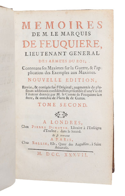 Memoires de M. le Marquis de Feuquiere. Vol. 1 & 2 (out of 4). (photo 3)
