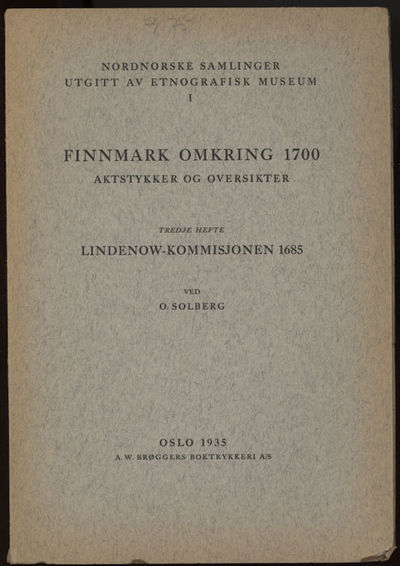 Finnmark omkring 1700.  Aktstykker og oversikter.…