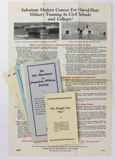 [Eight Pamphlets Published During the 1930s by a Pacifist Group Campaigning Against Military Training in Schools]