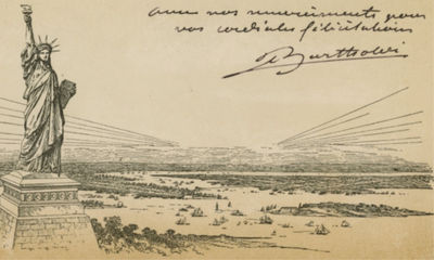 An Engraving of the Statue of Liberty, Inscribed and Signed by Its Sculptor, Bartholdi