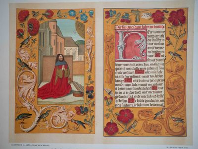Two pages from a Flemish Getiden Boek, executed probably at Ghent about 1490